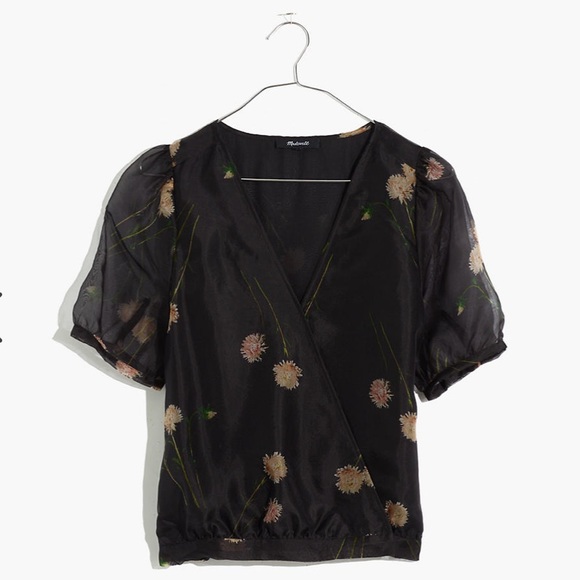 NWT Madewell Silk Organza Wrap Top - Picture 1 of 8